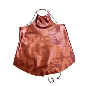 Intimately Free People Women's Size XS Rose Gold Blouse Sleeveless Strappy Shiny